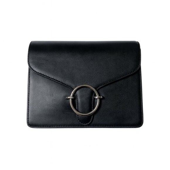 Hieleven Black Genuine Leather Crossbody Bag – Medium Size, Gold Hardware - Picture 3 of 12